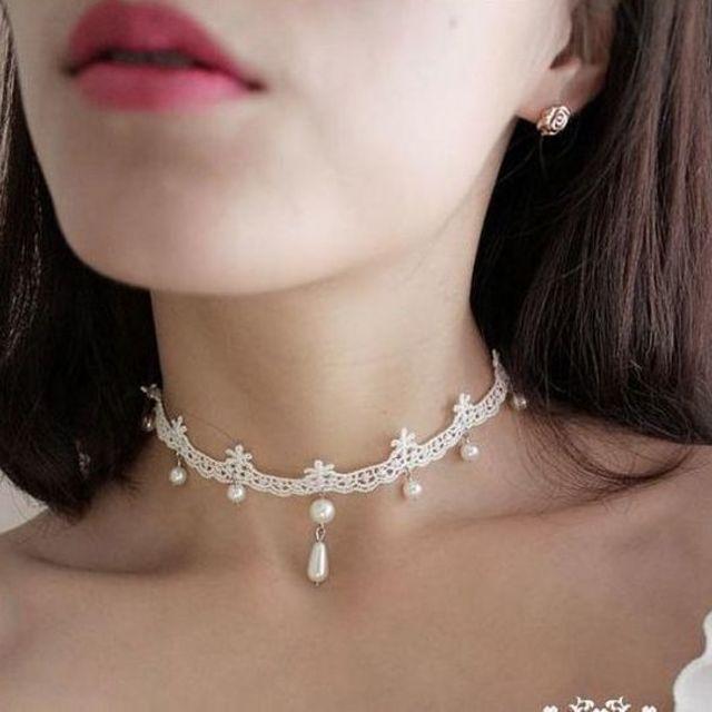 ตัวอย่าง ภาพหน้าปก:หวานแบ๊ว White lace choker สร้อยโช้คเกอร์ลูกไม้สุดหวาน น่ารักอย่างนี้ต้องลองใส่