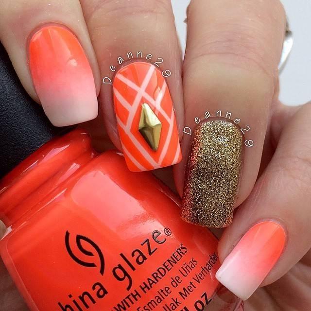 รูปภาพ:http://shortnaildesigns.net/wp-content/uploads/2015/07/Orange-Gradient-And-Ribbon-Nail-Design.jpg