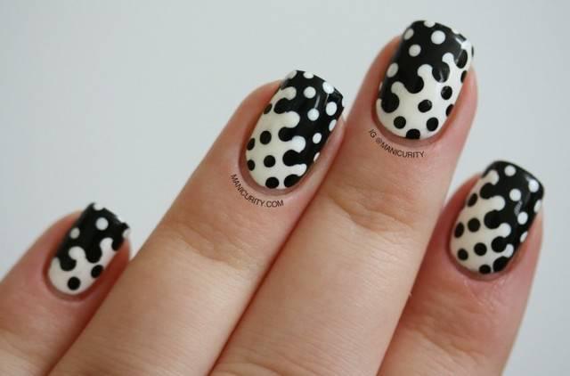 รูปภาพ:http://shortnaildesigns.net/wp-content/uploads/2015/02/black-and-white-polka-dot-nails.jpg