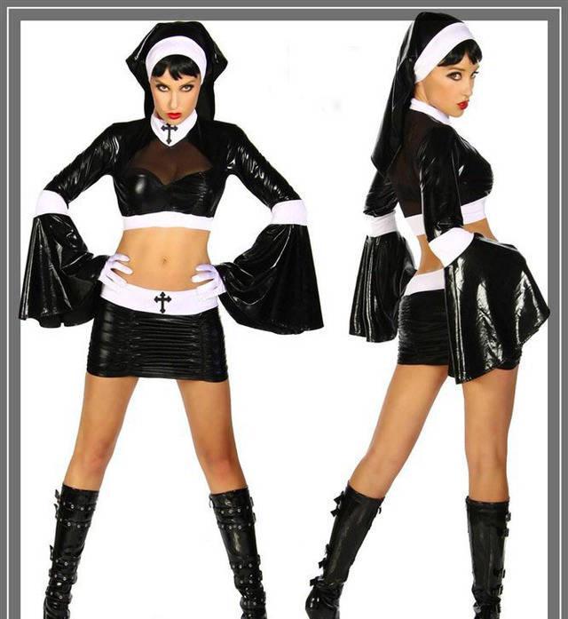 รูปภาพ:http://i01.i.aliimg.com/wsphoto/v0/1999162751/Free-Shipping-New-2014-Women-Fashion-Sexy-Black-and-White-Flare-Sleeve-Nun-Costume-Halloween-Party.jpg
