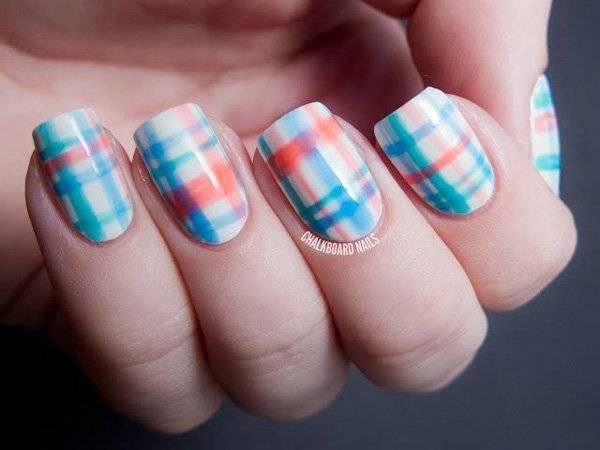 รูปภาพ:http://www.prettydesigns.com/wp-content/uploads/2015/10/Blue-and-Orange-Plaid-Nail-Design.jpg