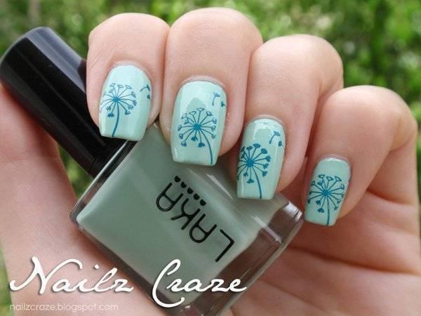 รูปภาพ:http://www.prettydesigns.com/wp-content/uploads/2015/10/Green-Blue-Dandilion-Nail-Design-2.jpg