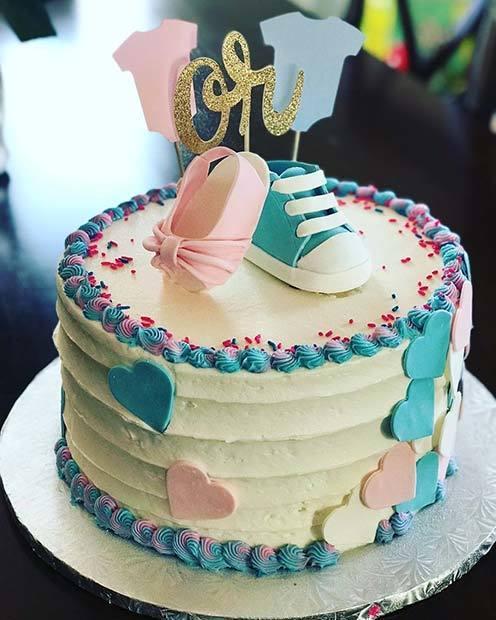 รูปภาพ:https://stayglam.com/wp-content/uploads/2018/04/Pink-and-Blue-Baby-Shoe-Cake-Idea.jpg
