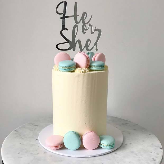 รูปภาพ:https://stayglam.com/wp-content/uploads/2018/04/Stylish-He-or-She-Cake-with-Macarons.jpg