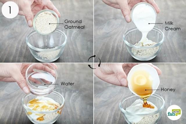 รูปภาพ:https://www.fabhow.com/wp-content/uploads/2018/05/step-1-mix-ground-oatmeal-cream-honey-water.jpg