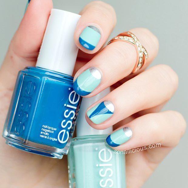 รูปภาพ:https://stayglam.com/wp-content/uploads/2015/01/Blue-and-Silver-Nail-Design-for-Short-Nails.jpg