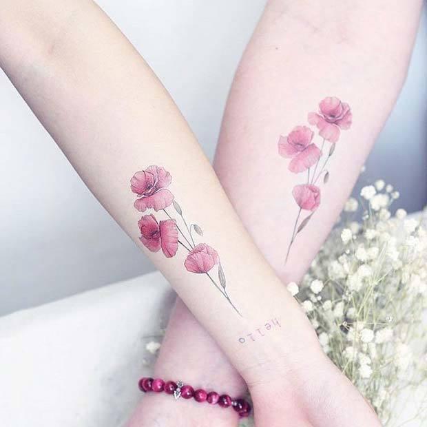 รูปภาพ:https://stayglam.com/wp-content/uploads/2018/06/Matching-Flower-Tattoos.jpg