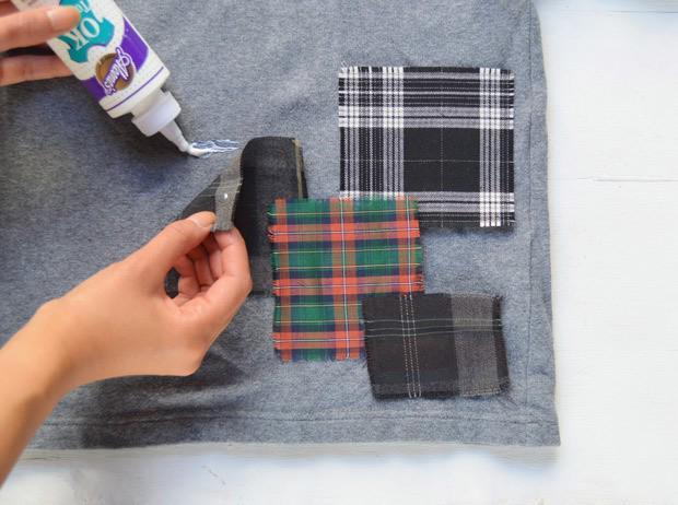 รูปภาพ:https://weheartthis.com/wp-content/uploads/2015/11/easy-DIY-Project-Plaid-Patch-Sweatshirt-5.jpg