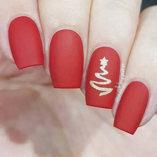 รูปภาพ:https://stayglam.com/wp-content/uploads/2018/10/Stylish-Red-Nails-with-Creative-Christmas-Tree.jpg