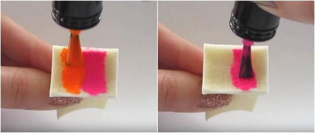 รูปภาพ:http://cosmetologytimes.com/wp-content/uploads/2016/05/Step-3-Rainbow-Gradient-Nail-Art-Design-Using-Makeup-Sponges.jpg