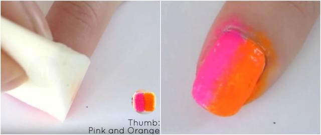 รูปภาพ:http://cosmetologytimes.com/wp-content/uploads/2016/05/Thumb-Pink-and-Orange-Rainbow-Gradient-Nail-Art-Design-Using-Makeup-Sponges.jpg