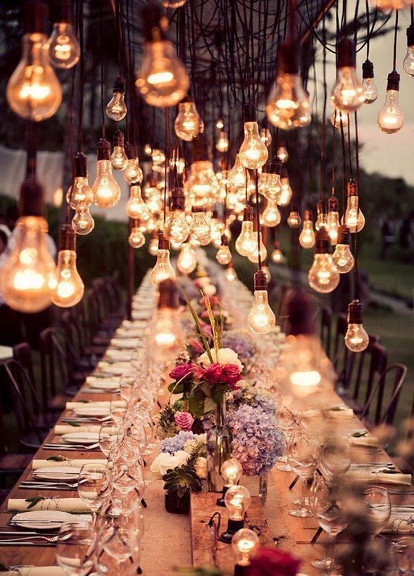 รูปภาพ:http://www.deerpearlflowers.com/wp-content/uploads/2015/05/Hanging-Lights-Wedding-Reception-Decorations.jpg