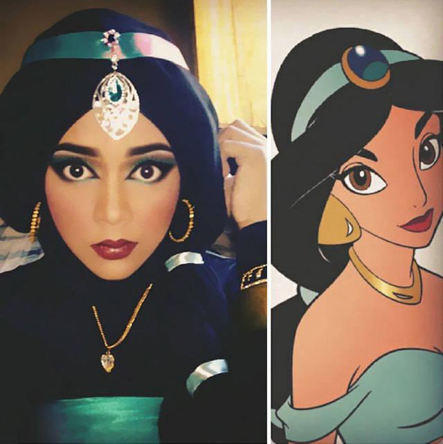 รูปภาพ:http://static.boredpanda.com/blog/wp-content/uploads/2016/02/hijab-disney-princesses-makeup-queen-of-luna-28__700.jpg