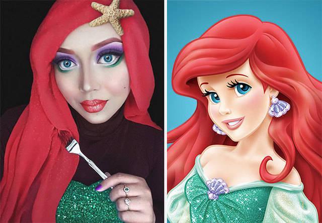 รูปภาพ:http://static.boredpanda.com/blog/wp-content/uploads/2016/02/hijab-disney-princesses-makeup-queen-of-luna-301.jpg
