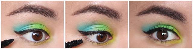 รูปภาพ:http://golden-strokes.com/wp-content/uploads/2016/01/neon-makeup-tutorial-eyeshadow-colorful-ombre-blue-green-LA-Girl-blogger-mexicana-tutorial-maquillaje-colores-step-2.jpg
