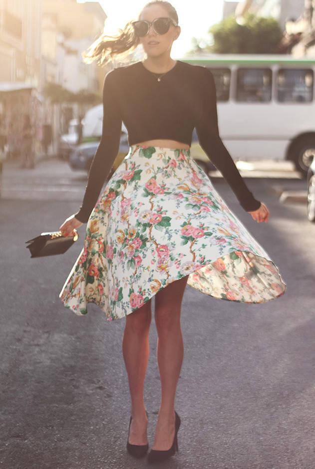 รูปภาพ:http://www.prettydesigns.com/wp-content/uploads/2014/04/Floral-Midi-Skirt-Outfit.jpg
