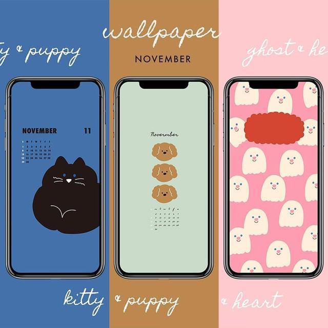 ตัวอย่าง ภาพหน้าปก:เปลี่ยนวอลฯ รับเดือน November ไดโซะโคเรียแจก Wallpaper สุดน่ารัก Kitty Puppy Ghost Heart