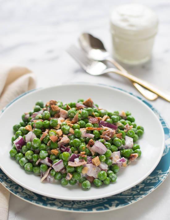 รูปภาพ:http://www.wellplated.com/wp-content/uploads/2014/06/No-Mayo-Creamy-Green-Pea-Salad-with-Almonds-and-Bacon.jpg