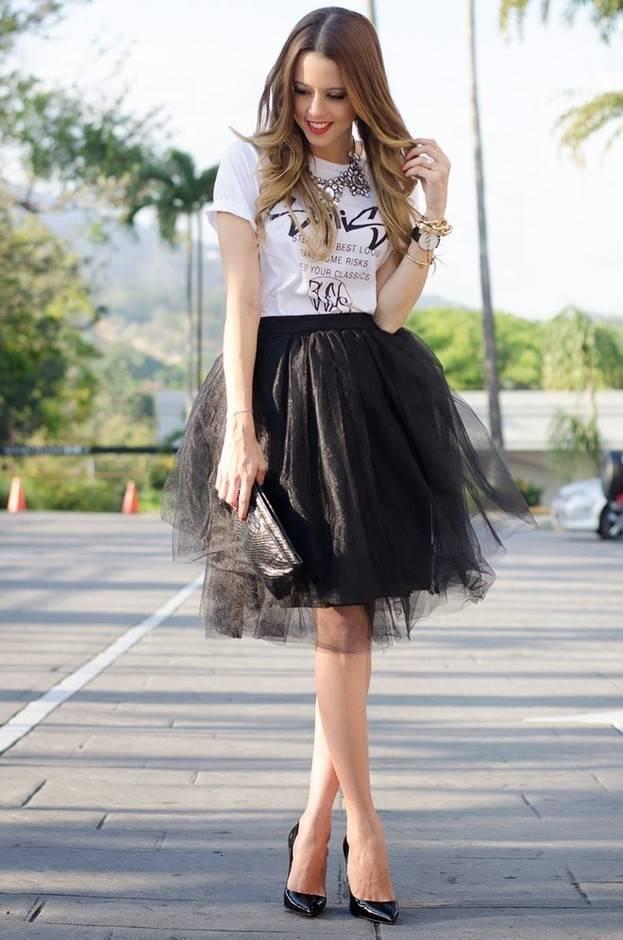 รูปภาพ:http://ohhmymy.com/wp-content/uploads/2016/03/Black-Organza-Midi-Skirt-Outfit.jpg
