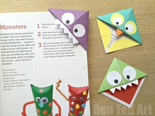 รูปภาพ:http://www.redtedart.com/wp-content/uploads/2015/06/Easy-Origami-Corner-Bookmark-How-To-turn-them-into-Monsters-Owls-and-wherever-your-imagination-takes-you.-A-great-little-gift-for-book-lovers-on-Fathers-Day.jpg