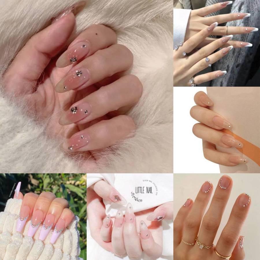 ภาพประกอบบทความ วิบวับหรูหรา ✨ รวม 50 ไอเดียเล็บ " Minimal Rhinestones Nails " เรียบหรู ลูกคุณหนูดูแพง