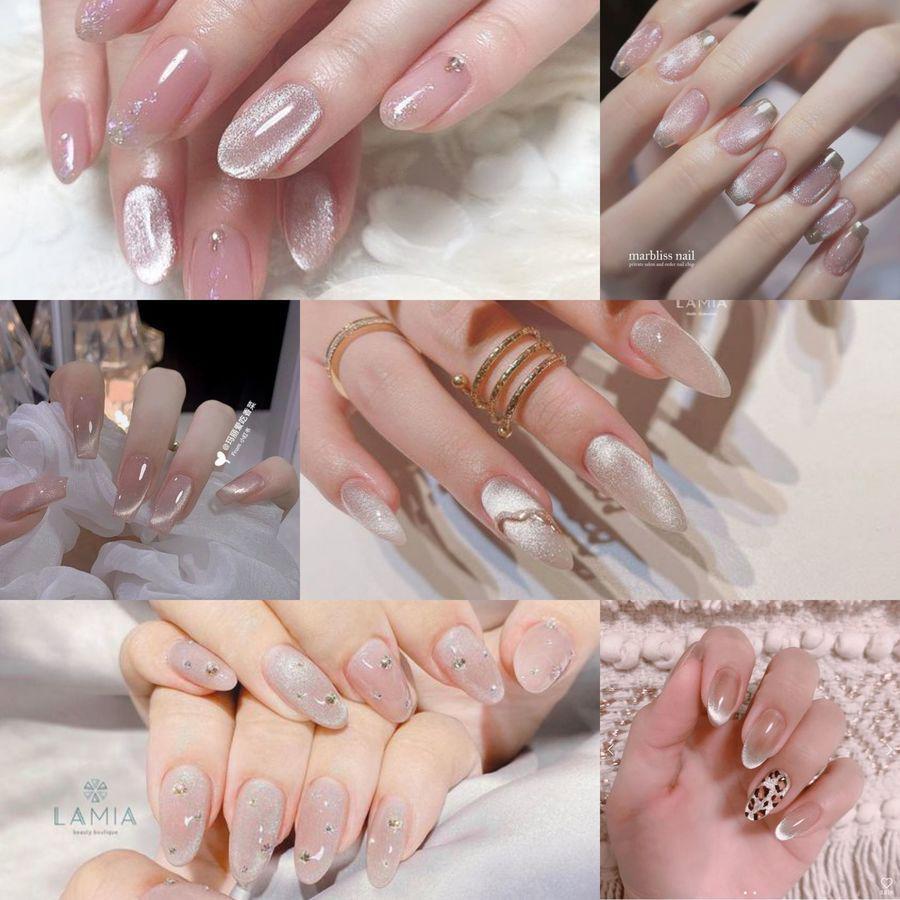 ภาพประกอบบทความ รวม 25 ไอเดียเล็บ ' Aura Nails โทนสีขาวมุก ' ทำแล้วมือสวยดูมีออร่า สไตล์ลูกคุณหนูดูแพง ✨