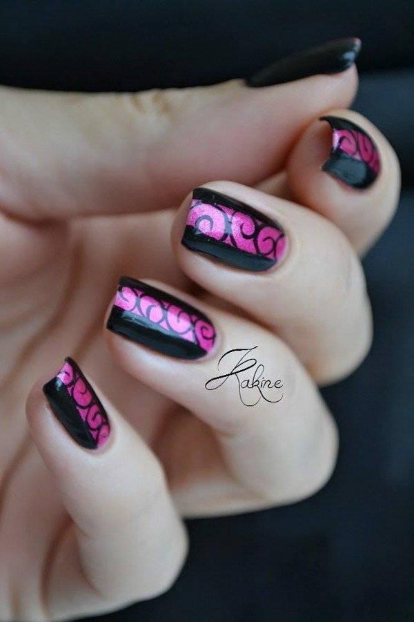 รูปภาพ:http://ideastand.com/wp-content/uploads/2016/01/pink-and-black-nail-art-designs/32-pink-and-black-nail-art-designs.jpg