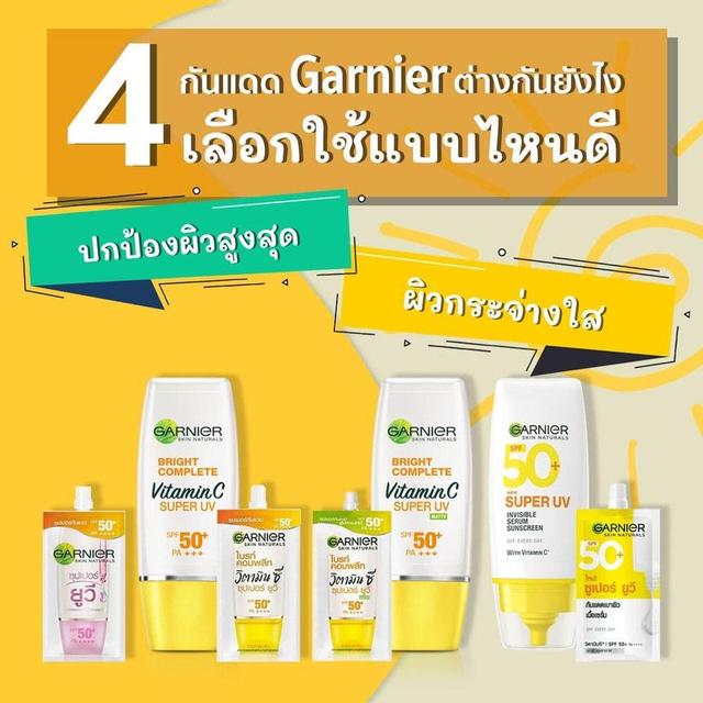 ภาพประกอบบทความ เปรียบเทียบความแตกต่างของ 4 กันแดด Garnier เลือกแบบไหนดี ?